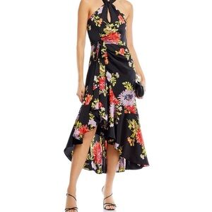 Cinq à Sept Black Floral High Low Dress